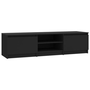 Szafka pod TV, czarna, 140x40x35,5 cm, płyta wiórowa