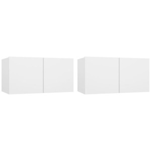 Szafki wiszące pod TV 2 szt., białe, 60x30x30 cm