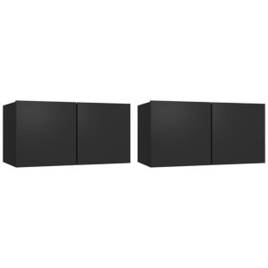 Szafki wiszące pod TV 2 szt., czarne, 60x30x30 cm