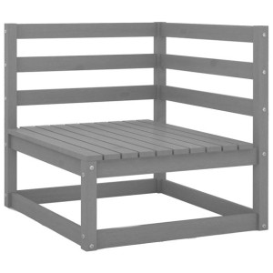 Ogrodowa sofa narożna, szara, lite drewno sosnowe