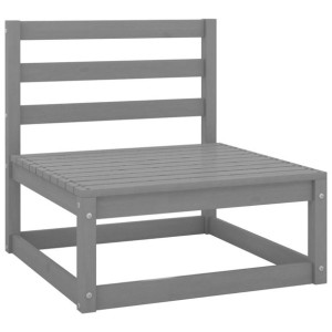 Ogrodowa sofa środkowa, szara, lite drewno sosnowe