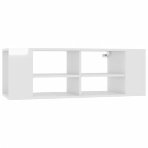 Wisząca szafka pod TV, biała, wysoki połysk, 102x35x35 cm