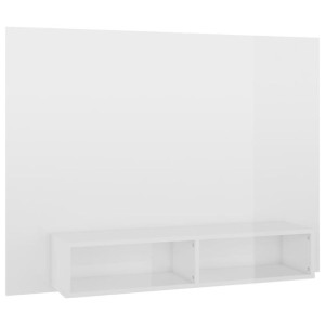 Wisząca szafka pod TV, biała, wysoki połysk, 120x23,5x90 cm
