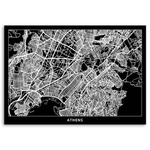 Obraz DO BIURA na płótnie, ATENY - PLAN MIASTA, 1-częściowy 120x80