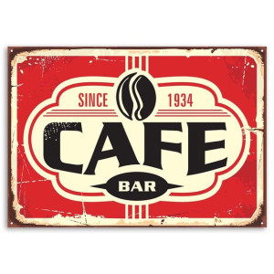 Obraz na płótnie, Bar Kawa Retro,1-częściowy 120x80 czerwony
