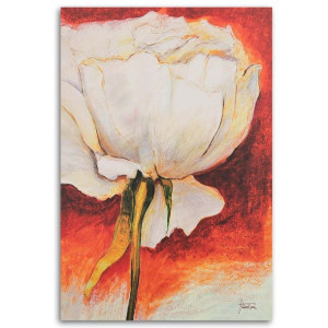 Obraz DO SALONU na płótnie, AKWARELA Biała PIWONIA 40x60