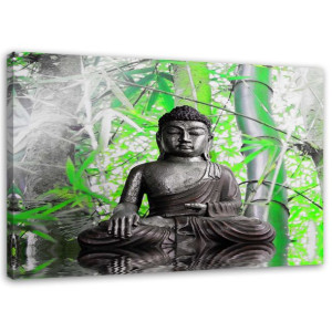 Obraz ŚCIENNY DO SALONU Budda i liście 100x70