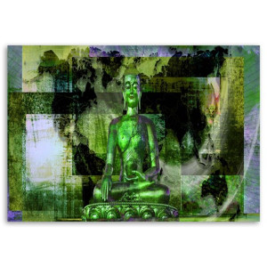 Obraz na płótnie, Budda i abstrakcyjne tło - zielone, 1-częściowy 90x60
