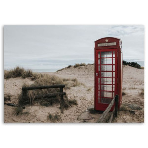 Obraz na płótnie, Budka telefoniczna na plaży, 1-częściowy 100x70