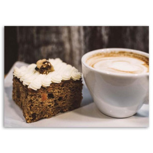 Obraz na płótnie, Cappuccino i kawałek ciasta, 1-częściowy 120x80