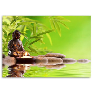 Obraz na płótnie, Budda i bambusowe liście, 1-częściowy 120x80