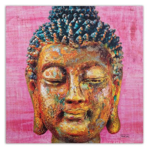 Obraz na płótnie, Budda na różowym tle 30x30