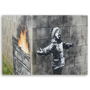 Obraz na płótnie, Chłopiec Port Talbot, mural Banksy, 1-częściowy 120x80