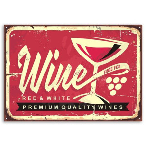 Obraz na płótnie, Czerwone wino retro, 1-częściowy 90x60