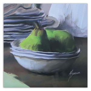 Obraz na płótnie, Dwie zielone gruszki 40x40