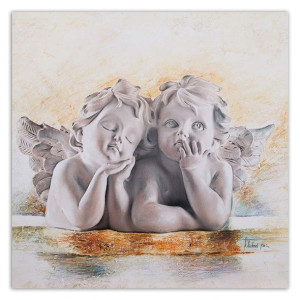 Obraz na płótnie, Dwa młode aniołki 60x60