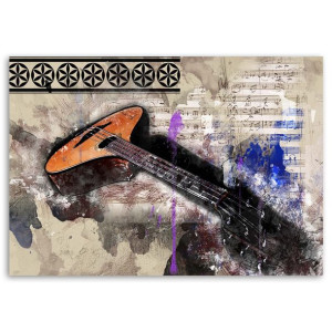 Obraz na płótnie, Gitara - abstrakcja, 1-częściowy 120x80