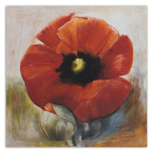 Obraz na płótnie, Jak ręcznie malowany mak i pąk 40x40