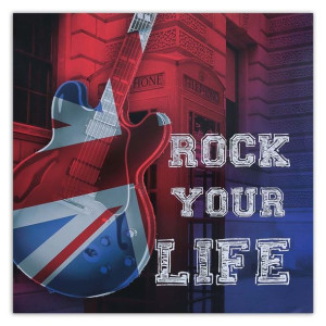 Obraz na płótnie, Gitara z flagą UK 30x30