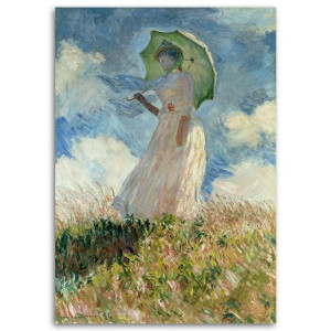 Obraz na płótnie, Kobieta z parasolem obrócona w lewo - C. Monet, reprodukc