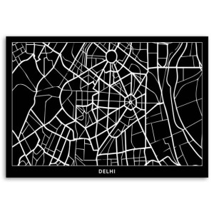 Obraz na płótnie, Delhi - plan miasta, 1-częściowy 120x80