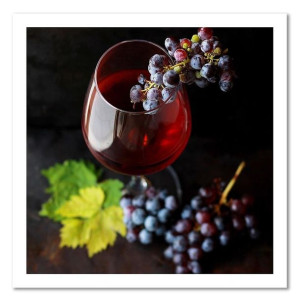 Obraz na płótnie, Czerwone wino i winogrona, 1-częściowy 30x30