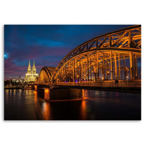 Obraz na płótnie, Most i katedra w Kolonii, 1-częściowy 90x60