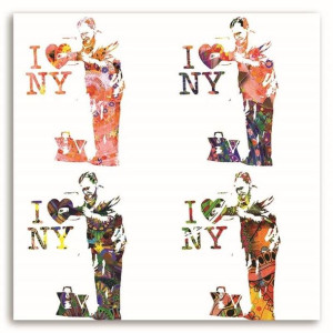Obraz na płótnie, Mural Banksy I love New York, kolaż, 1-częsciowy 30x30