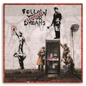 Obraz na płótnie, Mural Banksy - zbiór prac graffiti, 1-częściowy 50x50