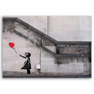Obraz na płótnie, Mural Banksy Dziewczynka z balonikiem, 1-częściowy 100x70