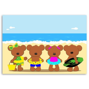 Obraz na płótnie, Misie na plaży, 1-częściowy 60x40