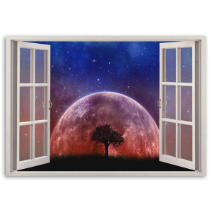Obraz na płótnie, Okno - księżyc, 1-częściowy 100x70