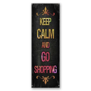 Obraz na płótnie, Napis Keep calm and go shopping, 1-częściowy 30x90