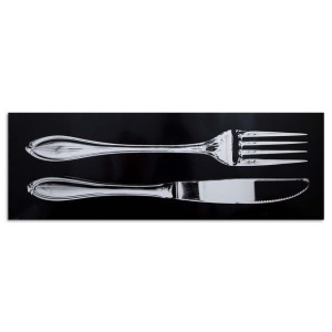 Obraz DO BARU RESTAURACJI, Nóż i widelec 150x50 czarno biały