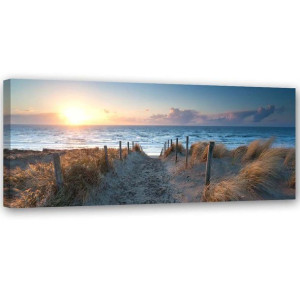 Obraz na płótnie, Zachód słońca na plaży nad morzem 90x30