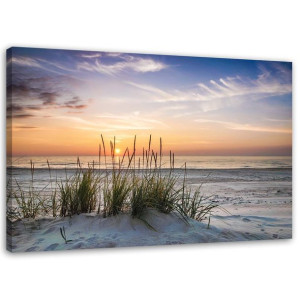 Obraz na płótnie, Zachodzące słońce na plaży 120x80