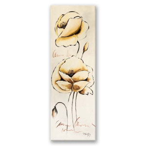 Obraz na płótnie, Złote malowane kwiaty, 1-częściowy 40x120