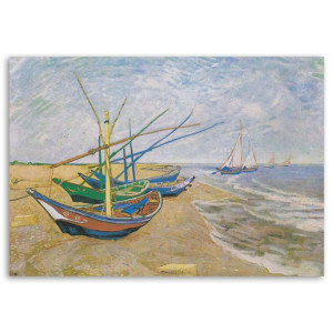 Obraz na płótnie, Łodzie rybackie na plaży w Saintes-Maries-de-la-Mer - V.