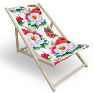 Leżak regulowany 3 poziomy do ogrodu lub na plażę 599 434-102-01 kwiaty