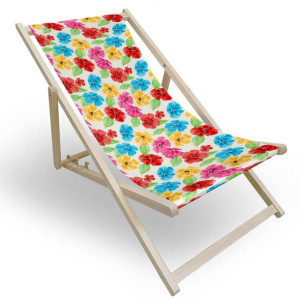 Leżak regulowany 3 poziomy do ogrodu lub na plażę 599 434-108-01 kwiatuszki