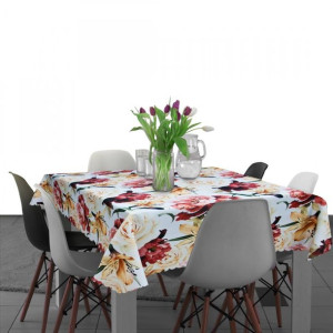 Plamoodporny obrus na stół 140x200 D549-162 duże kwiaty