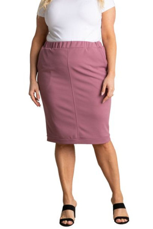 Spódnica ERYKA dzianinowa ołówkowa pudrowa 48 PLUS SIZE