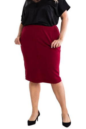 Spódnica ERYKA dzianinowa ołówkowa bordowa 56 PLUS SIZE