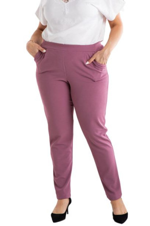 Spodnie ERYKA dzianina na gumce pudrowe 50 PLUS SIZE