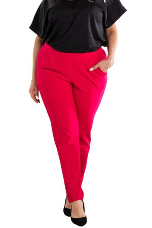 Spodnie ERYKA dzianina na gumce amarant 50 PLUS SIZE