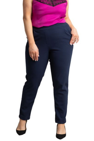 Spodnie ERYKA dzianina na gumce granatowe 48 PLUS SIZE