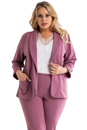 Żakiet ERYKA dzianina pudrowy 52 PLUS SIZE