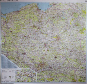 Polska Drogowa Mapa Ścienna Arkusz Laminowany