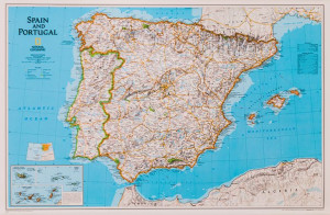 Hiszpania Portugalia Mapa Ścienna Arkuszowa Ng