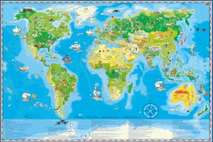 Świat Mapa Ścienna Dla Dzieci Arkuszowa